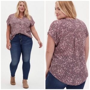 TORRID Ditsy Floral Dolman Top Dusty Purple Size 2X